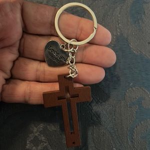 Brand New Boutique- I (Love you more),with Cross attached, key chain.
